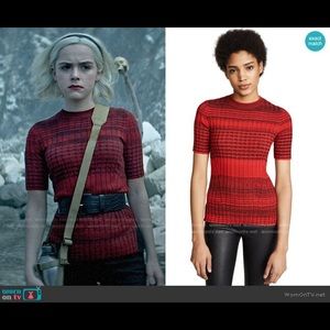 Helmet Lang Red Striped Sweater Short Sleeve